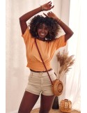 Short T-shirt with a wide cuff, apricot MP14546 - Online store - Boutique